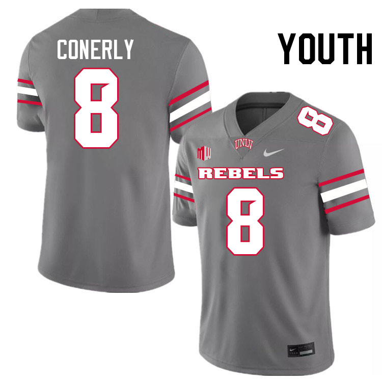 Youth #8 Timothy Conerly UNLV Rebels College Football Jerseys Stitched-Grey